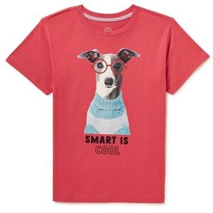 Girls Xsmall (4-5) Short Sleeve Pink Shirt Dog Graphic Smart Is Cool